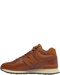 braune hohe Sneakers aus Leder von New Balance