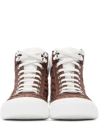 braune hohe Sneakers aus Leder von Jimmy Choo