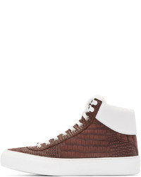 braune hohe Sneakers aus Leder von Jimmy Choo