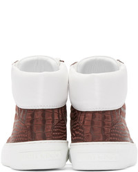 braune hohe Sneakers aus Leder von Jimmy Choo