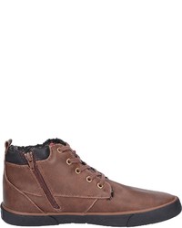 braune hohe Sneakers aus Leder von s.Oliver