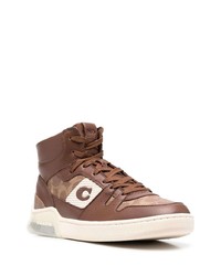 braune hohe Sneakers aus Leder von Coach