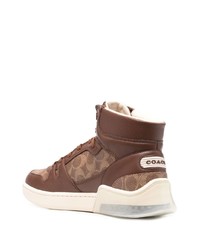 braune hohe Sneakers aus Leder von Coach