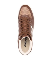 braune hohe Sneakers aus Leder von Coach