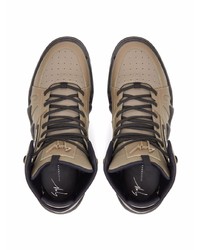 braune hohe Sneakers aus Leder von Giuseppe Zanotti