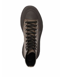 braune hohe Sneakers aus Leder von Alexander McQueen