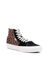 braune hohe Sneakers aus Segeltuch mit Leopardenmuster von Vans