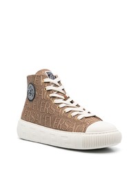 braune hohe Sneakers aus Segeltuch von Versace