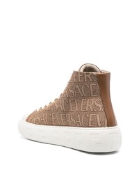 braune hohe Sneakers aus Segeltuch von Versace