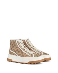 braune hohe Sneakers aus Segeltuch von Gucci