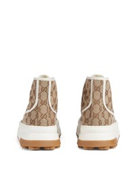braune hohe Sneakers aus Segeltuch von Gucci