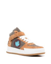 braune hohe Sneakers aus Segeltuch von DSQUARED2