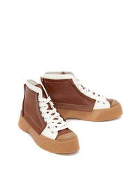 braune hohe Sneakers aus Segeltuch von JW Anderson