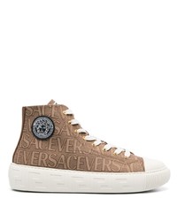 braune hohe Sneakers aus Segeltuch von Versace