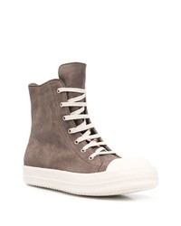 braune hohe Sneakers aus Wildleder von Rick Owens