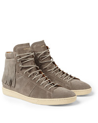 braune hohe Sneakers aus Wildleder von Saint Laurent