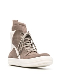 braune hohe Sneakers aus Wildleder von Rick Owens