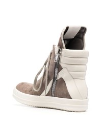 braune hohe Sneakers aus Wildleder von Rick Owens