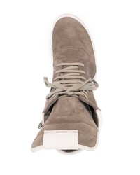 braune hohe Sneakers aus Wildleder von Rick Owens