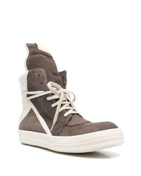 braune hohe Sneakers aus Wildleder von Rick Owens