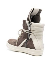 braune hohe Sneakers aus Wildleder von Rick Owens