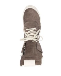 braune hohe Sneakers aus Wildleder von Rick Owens