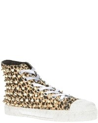 braune hohe Sneakers mit Leopardenmuster von Gienchi