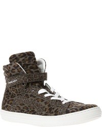 braune hohe Sneakers mit Leopardenmuster von Pierre Hardy