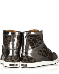 braune hohe Sneakers mit Leopardenmuster von Jimmy Choo