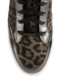 braune hohe Sneakers mit Leopardenmuster von Jimmy Choo