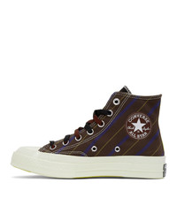 braune horizontal gestreifte hohe Sneakers von Converse