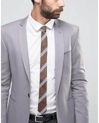 braune horizontal gestreifte Krawatte von Asos