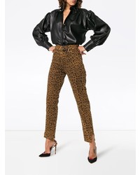 braune Jeans mit Leopardenmuster von Saint Laurent
