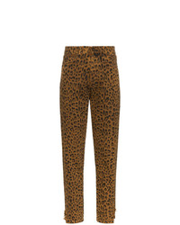 braune Jeans mit Leopardenmuster von Saint Laurent