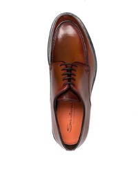 braune klobige Leder Derby Schuhe von Santoni