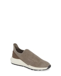 braune klobige Slip-On Sneakers aus Wildleder