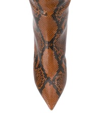 braune kniehohe Stiefel aus Leder mit Schlangenmuster von Jimmy Choo