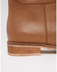 braune kniehohe Stiefel aus Leder von Asos