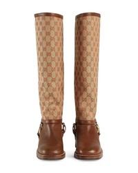 braune kniehohe Stiefel aus Leder von Gucci