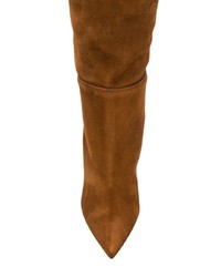 braune kniehohe Stiefel aus Wildleder von Saint Laurent