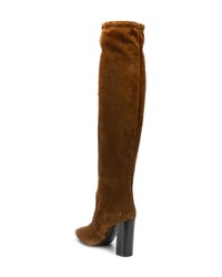 braune kniehohe Stiefel aus Wildleder von Saint Laurent