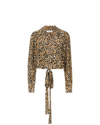 braune Langarmbluse mit Leopardenmuster von Dvf Diane Von Furstenberg