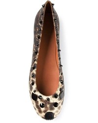 braune Leder Ballerinas mit Leopardenmuster von Marc by Marc Jacobs