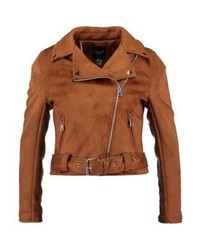 braune Leder Bikerjacke von New Look