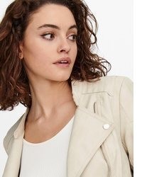 braune Leder Bikerjacke von Only