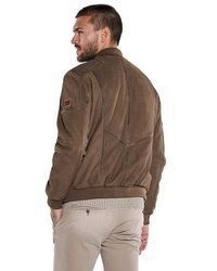 braune Leder Bomberjacke von EMILIO ADANI