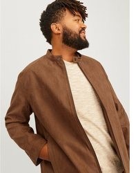 braune Leder Bomberjacke von Jack & Jones PlusSize