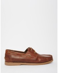 braune Leder Bootsschuhe von Asos