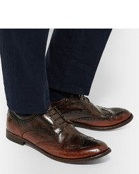 braune Leder Brogues von Officine Creative