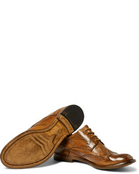 braune Leder Brogues von Officine Creative